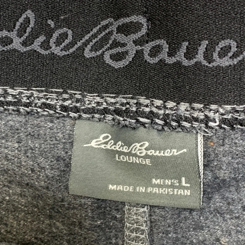 Eddie Bauer Lounge Shorts Mens Large Heather Gray Fleece Lined Cotton Drawstring